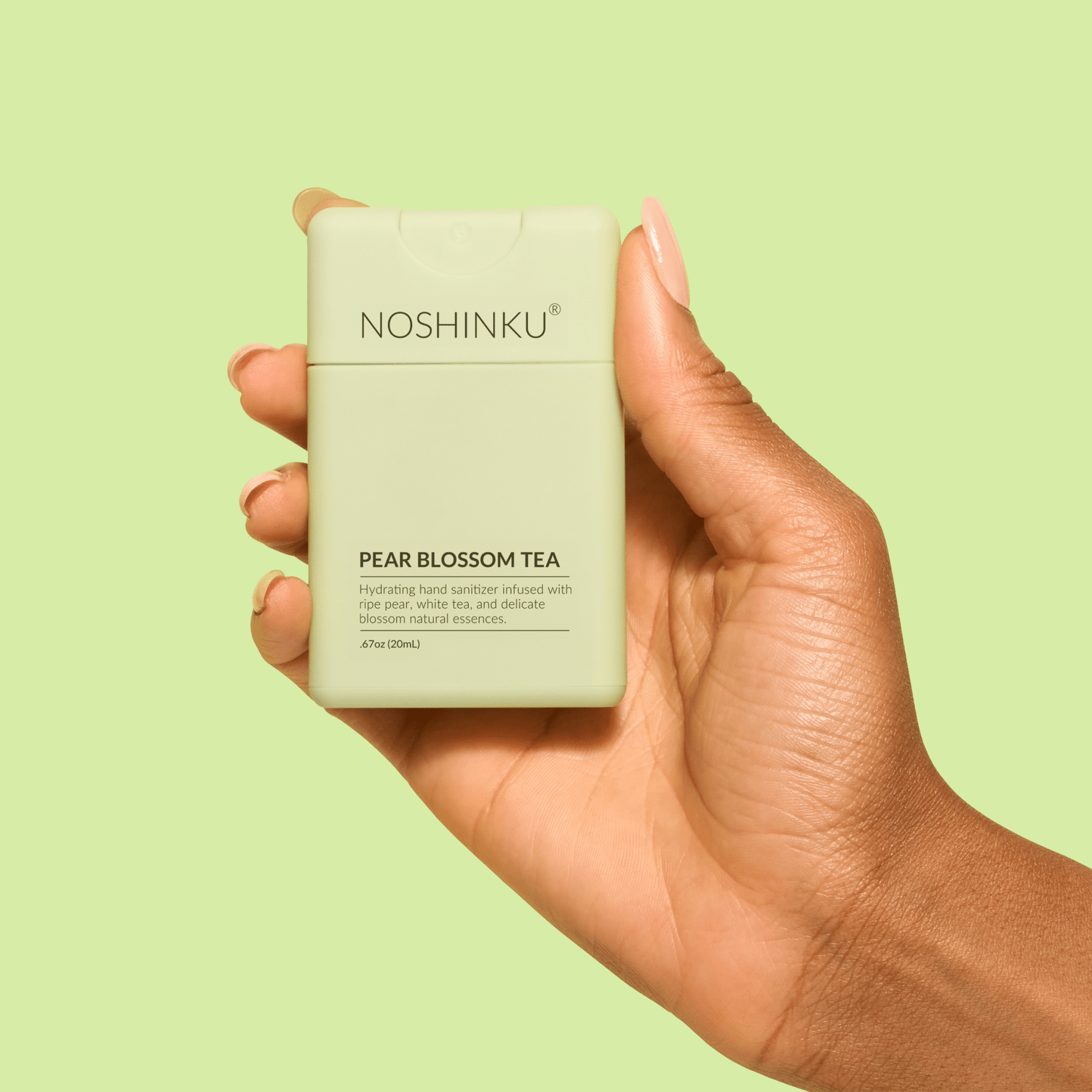 Noshinku - Refillable Pear Blossom Tea Hydrating Pocket Hand Sanitizer - The Look and Co