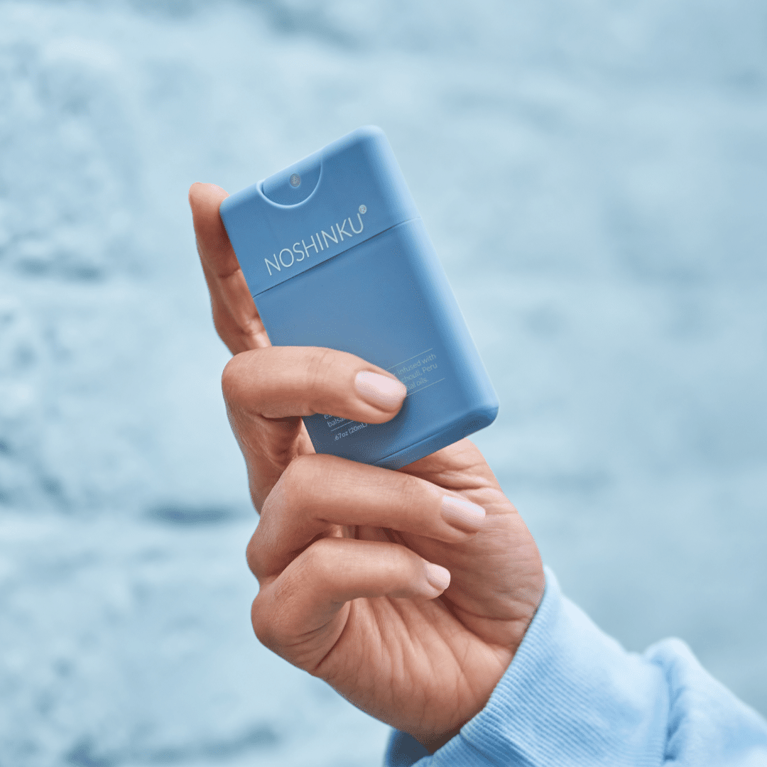 Noshinku - Refillable Vetiver Patchouli Hydrating Pocket Hand Sanitizer - The Look and Co