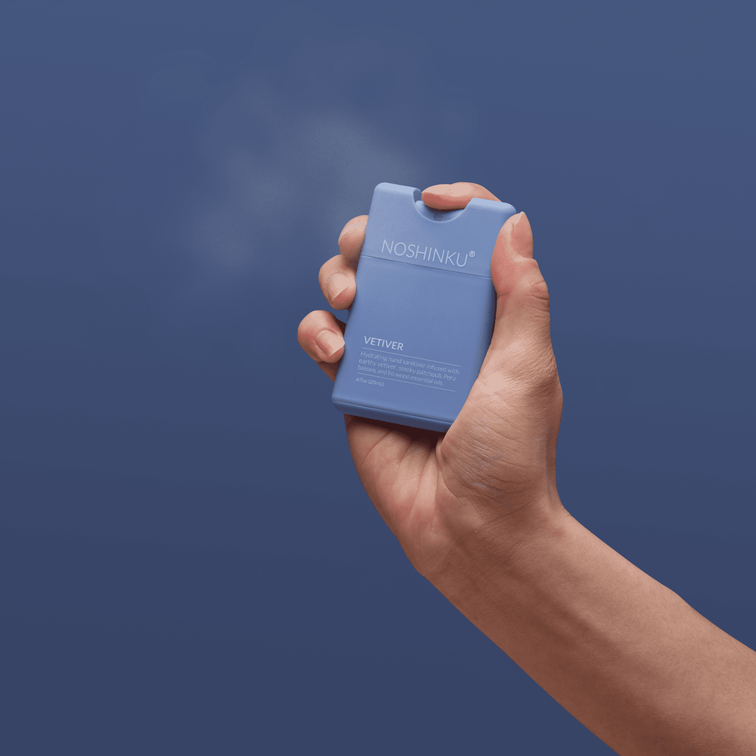 Noshinku - Refillable Vetiver Patchouli Hydrating Pocket Hand Sanitizer - The Look and Co