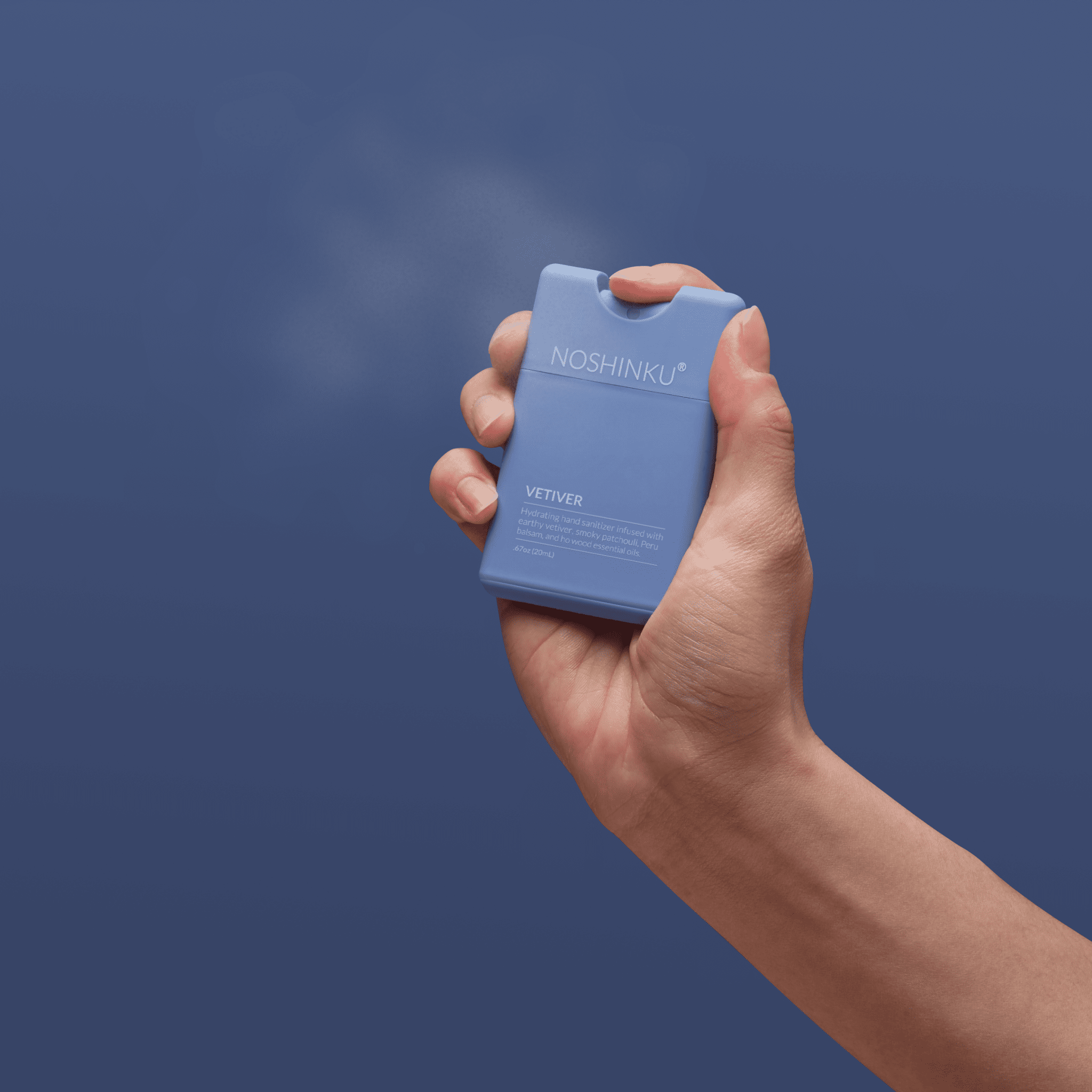 Noshinku - Refillable Vetiver Patchouli Hydrating Pocket Hand Sanitizer - The Look and Co