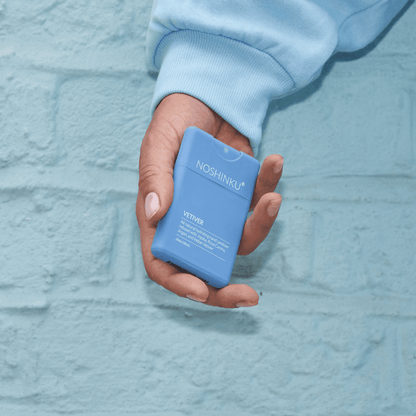 Noshinku - Refillable Vetiver Patchouli Hydrating Pocket Hand Sanitizer - The Look and Co