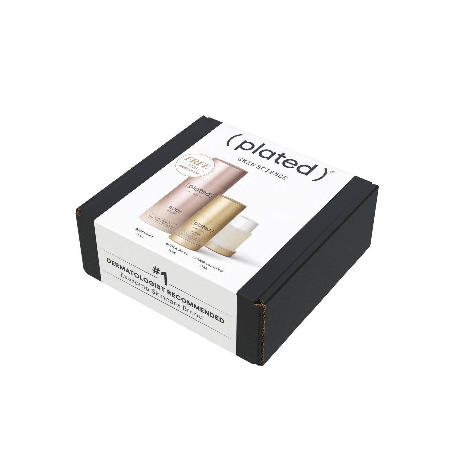 Plated Skin Science Exosome Kit: Intense, Refill, and Body Serum - The Look and Co