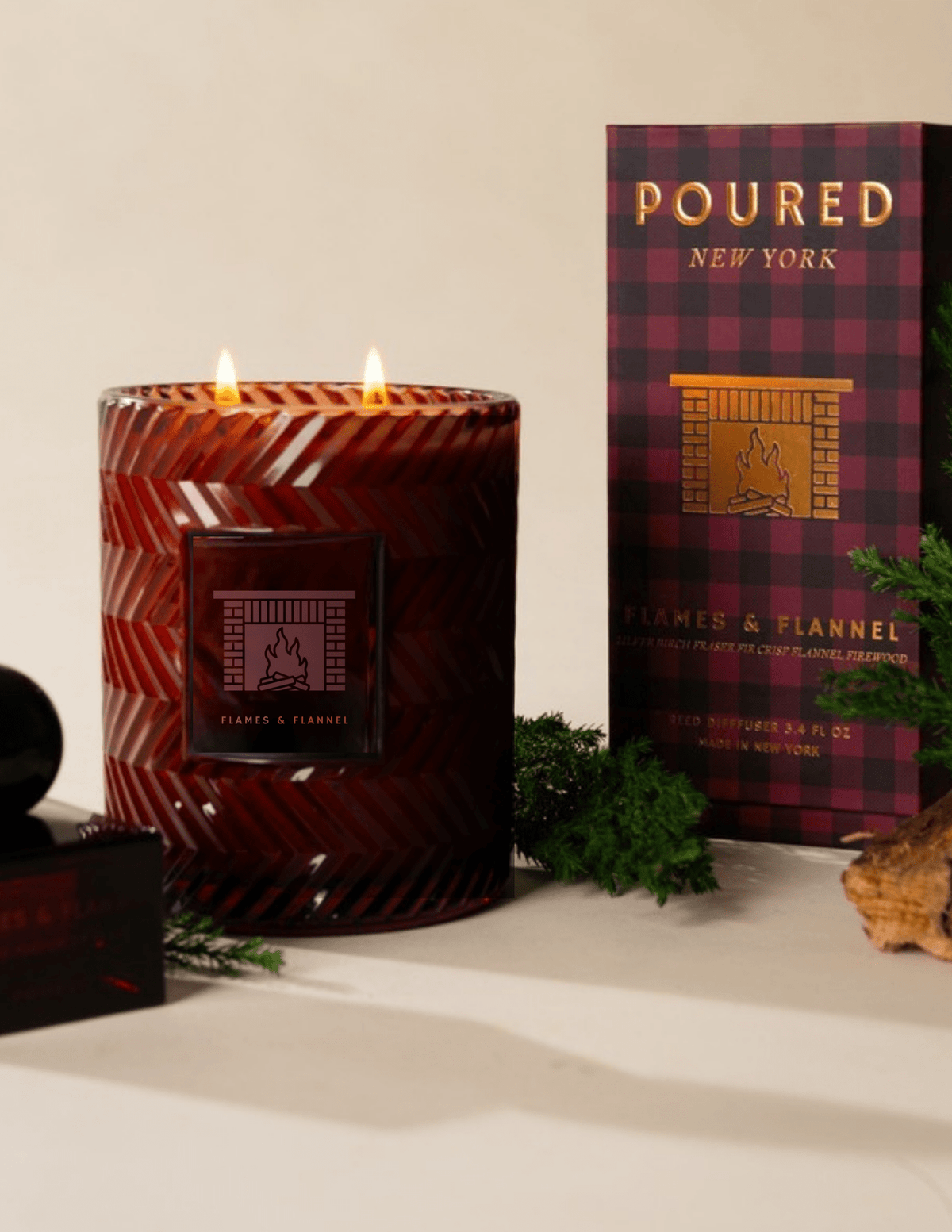 Poured New York - FLAMES &amp; FLANNEL Candle - The Look and Co