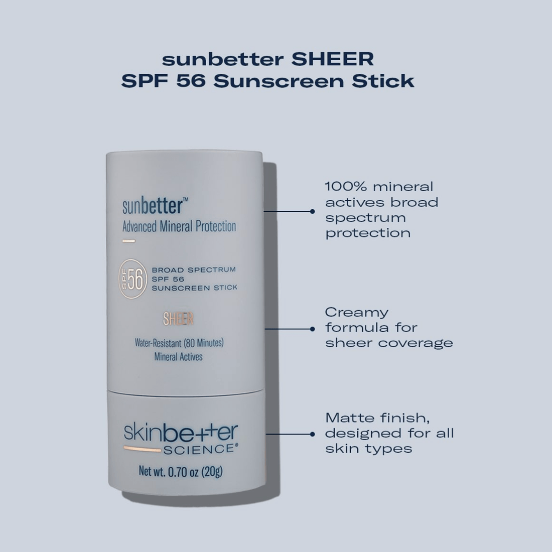 Skinbetter Science Sunbetter SHEER SPF 56 Mineral Sunscreen Stick - The Look and Co