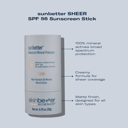 Skinbetter Science Sunbetter SHEER SPF 56 Mineral Sunscreen Stick - The Look and Co