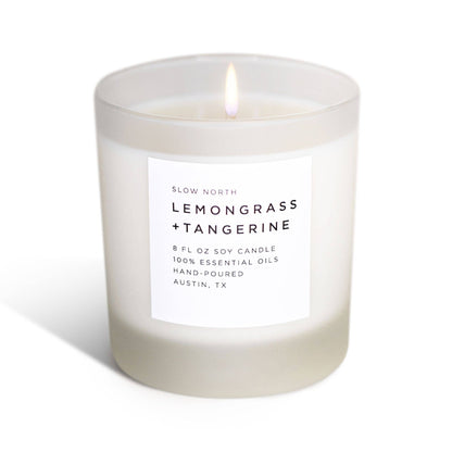 Slow North - Lemongrass + Tangerine - Non-Toxic Candle, Essential Oils - The Look and Co