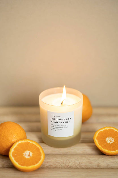 Slow North - Lemongrass + Tangerine - Non-Toxic Candle, Essential Oils - The Look and Co