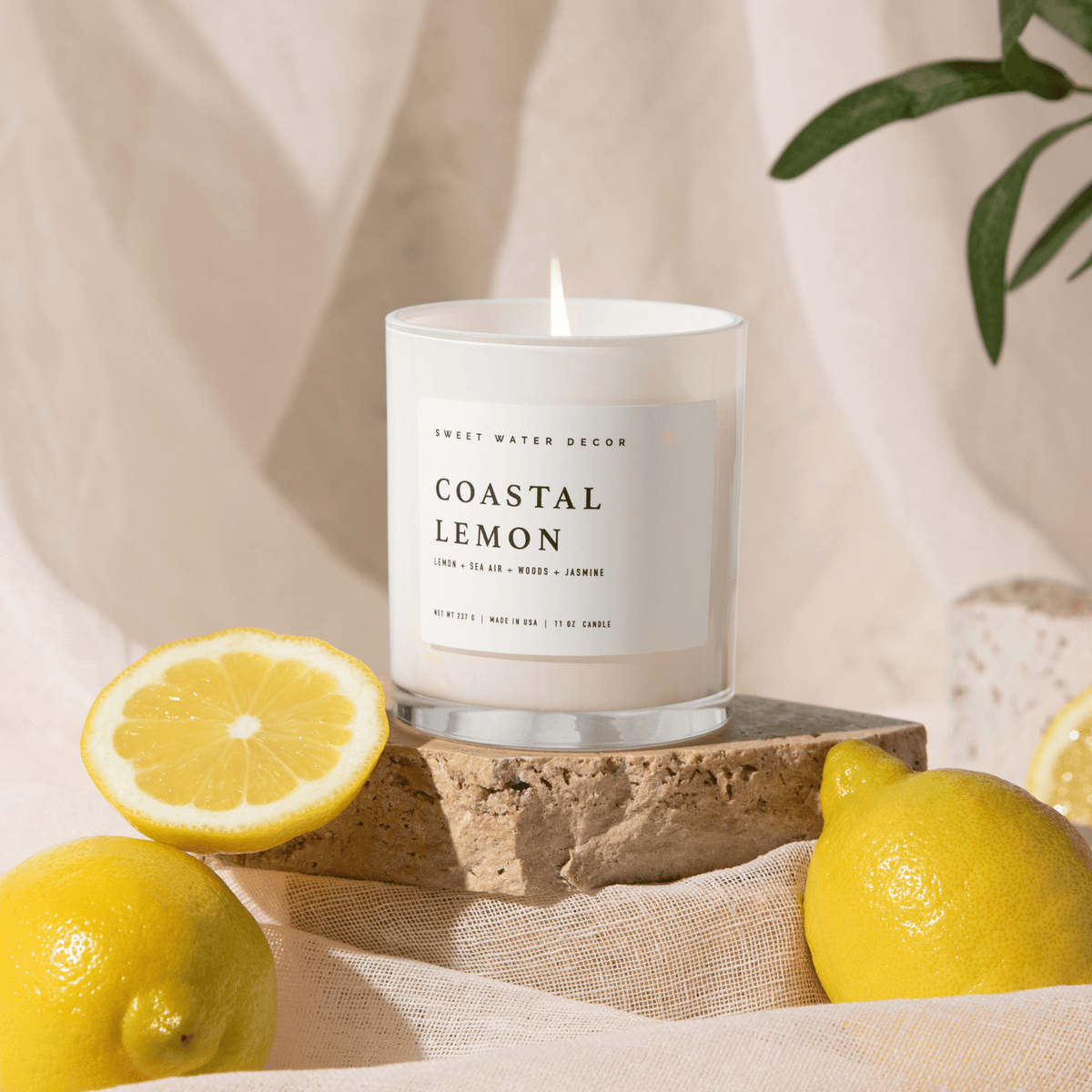 Sweet Water Decor - Coastal Lemon 11 oz Soy Candle - Home Decor &amp; Gifts - The Look and Co