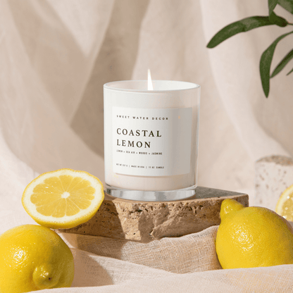 Sweet Water Decor - Coastal Lemon 11 oz Soy Candle - Home Decor &amp; Gifts - The Look and Co