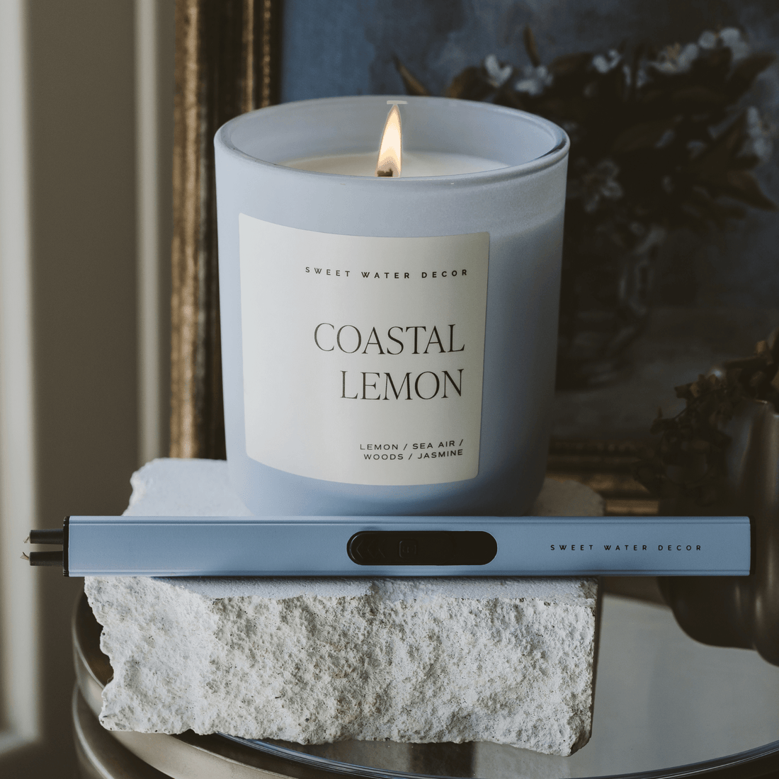 Sweet Water Decor - Coastal Lemon 15 oz Soy Candle, Matte Jar - Home Decor - The Look and Co