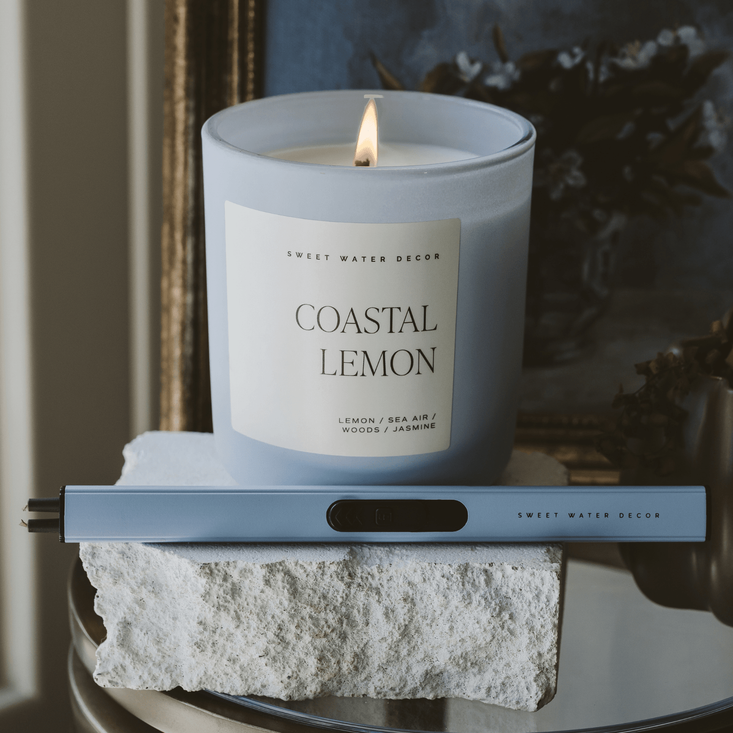 Sweet Water Decor - Coastal Lemon 15 oz Soy Candle, Matte Jar - Home Decor - The Look and Co