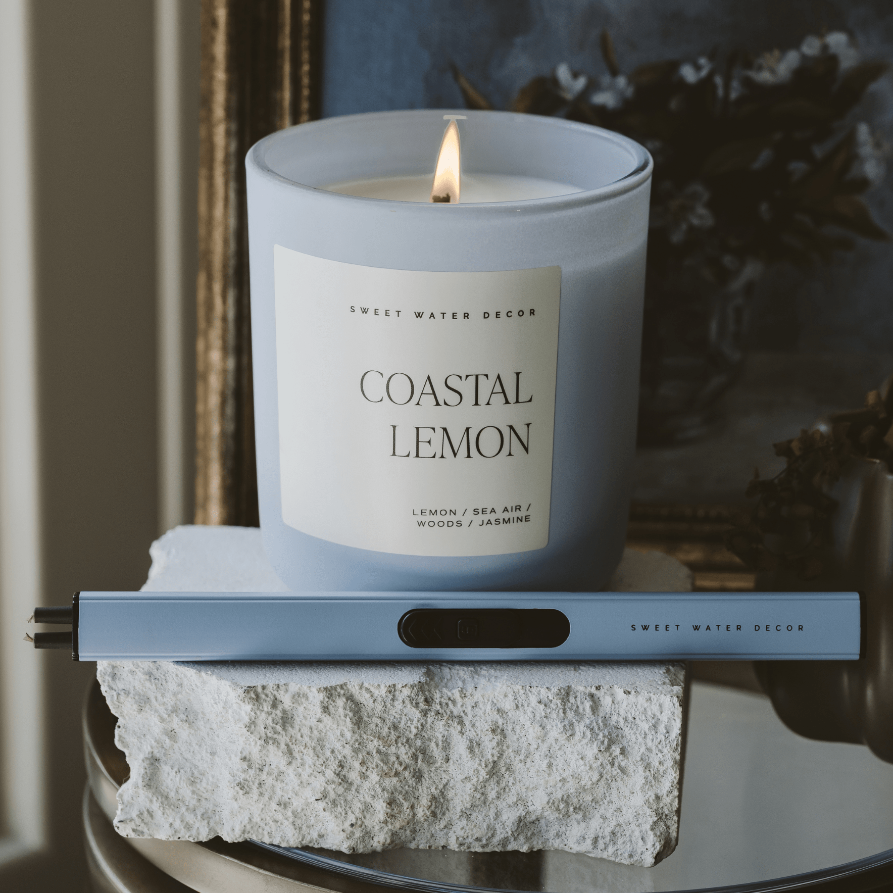Sweet Water Decor - Coastal Lemon 15 oz Soy Candle, Matte Jar - Home Decor - The Look and Co