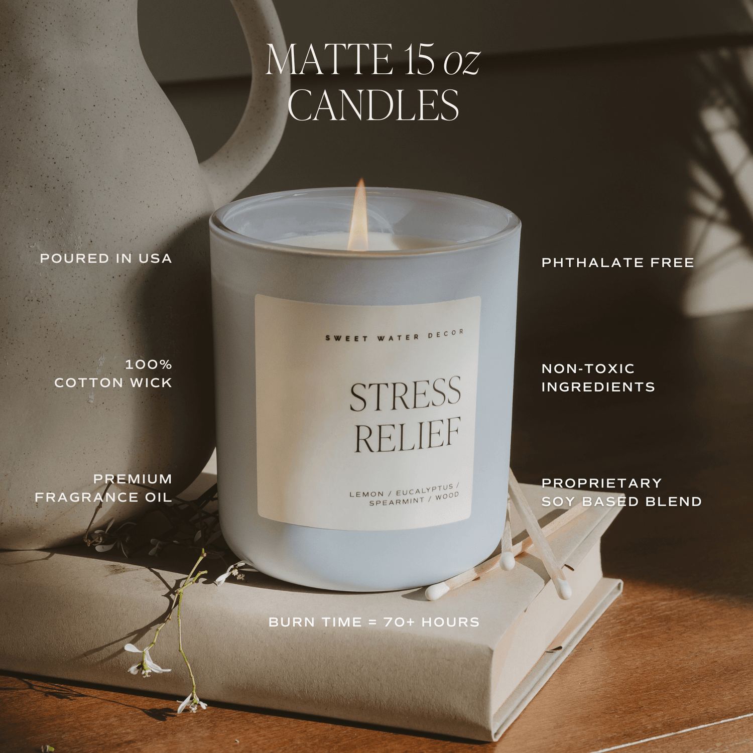 Sweet Water Decor - Coastal Lemon 15 oz Soy Candle, Matte Jar - Home Decor - The Look and Co