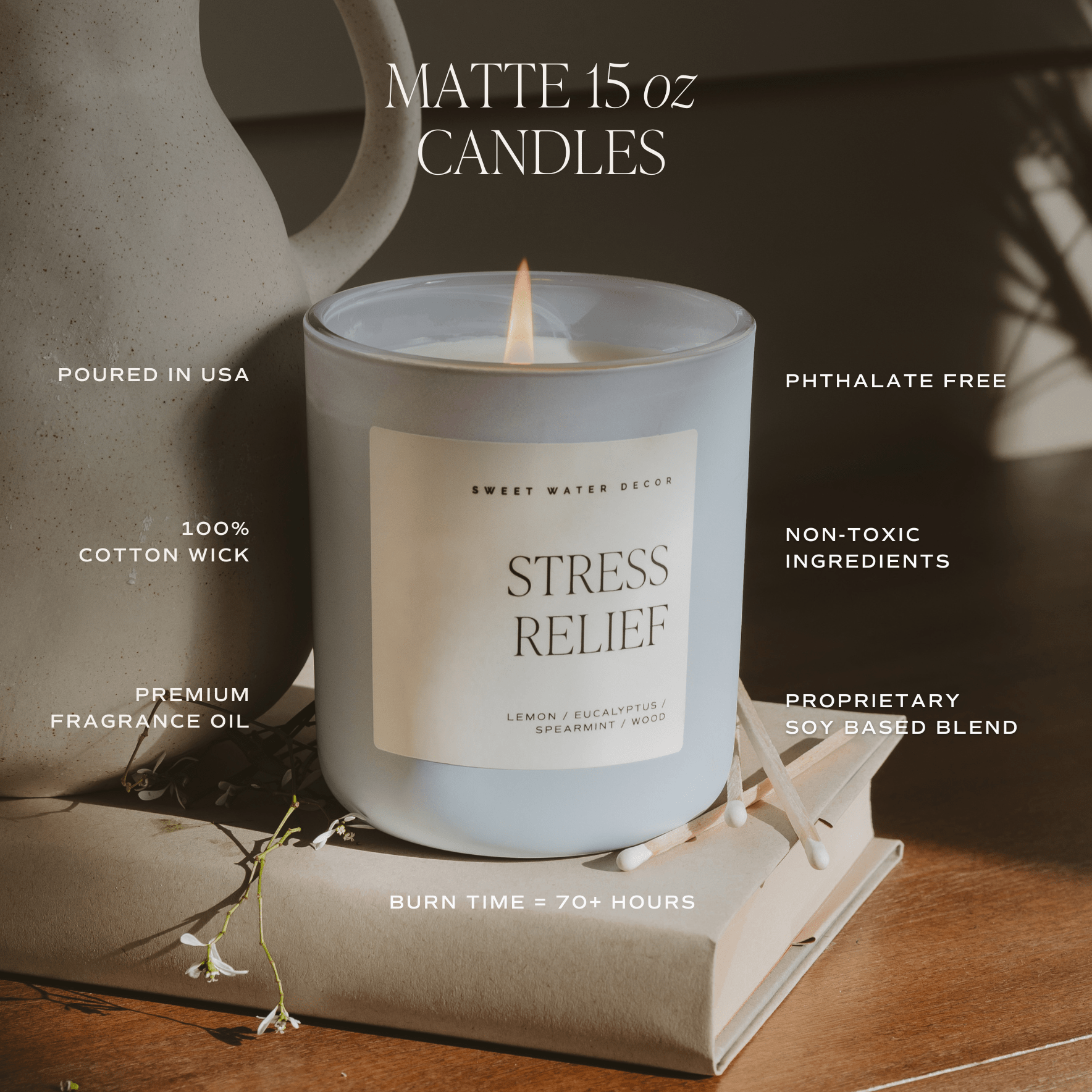 Sweet Water Decor - Coastal Lemon 15 oz Soy Candle, Matte Jar - Home Decor - The Look and Co