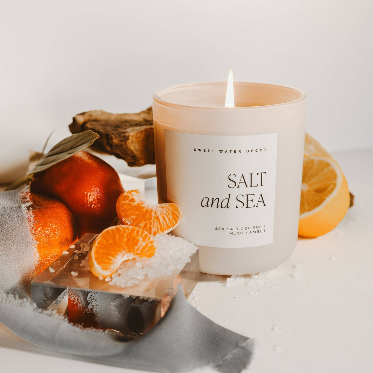 Sweet Water Decor - Salt and Sea 15 oz Soy Candle, Matte Jar - Home Decor - The Look and Co