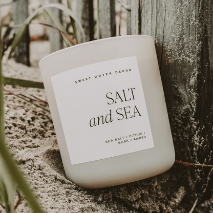 Sweet Water Decor - Salt and Sea 15 oz Soy Candle, Matte Jar - Home Decor - The Look and Co
