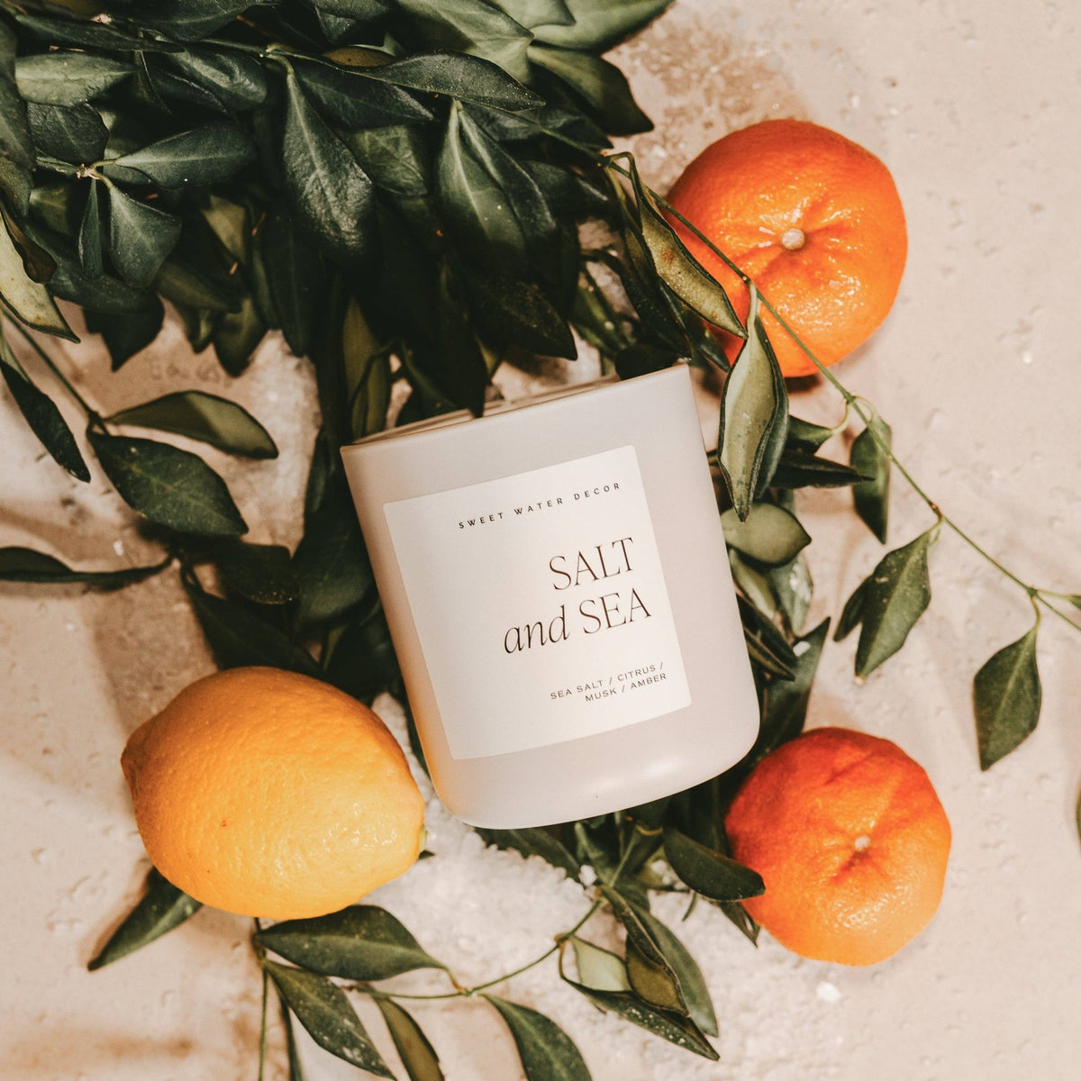 Sweet Water Decor - Salt and Sea 15 oz Soy Candle, Matte Jar - Home Decor - The Look and Co