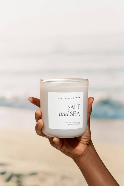 Sweet Water Decor - Salt and Sea 15 oz Soy Candle, Matte Jar - Home Decor - The Look and Co