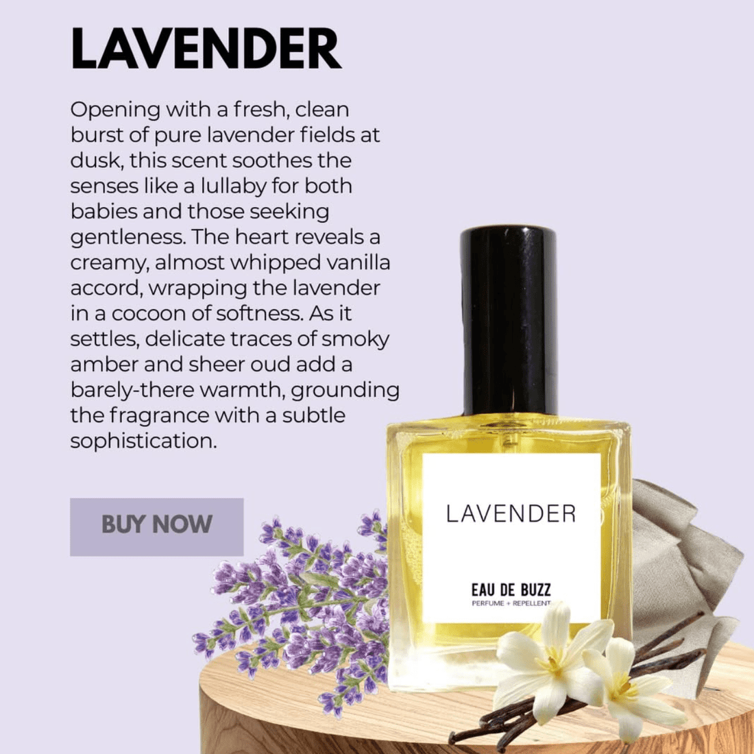 The Buzz LAVENDER (oh baby) Eau de Parfum + Bug Defying Repellent - The Look and Co