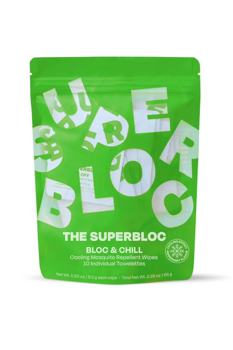 The Superbloc Bloc &amp; Chill Mosquito Repellent Wipes - The Look and Co