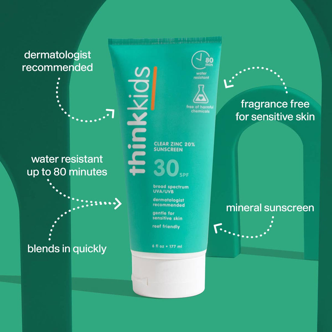 Think - Think Kids SPF 30 Clear Zinc Sunscreen 6 oz, EWG 1 - The Look and Co