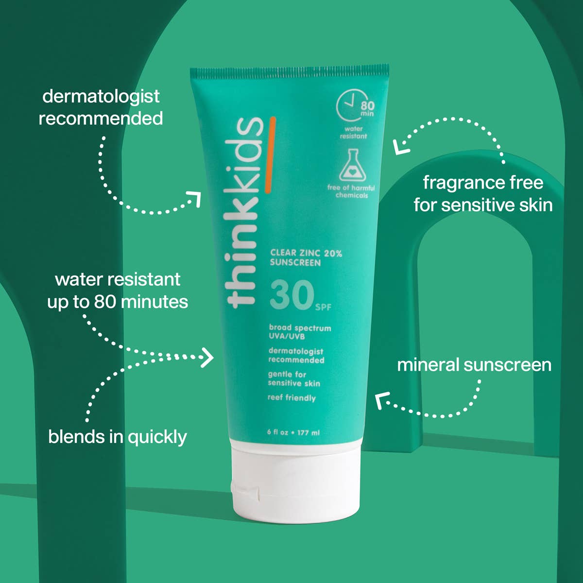 Think - Think Kids SPF 30 Clear Zinc Sunscreen 6 oz, EWG 1 - The Look and Co
