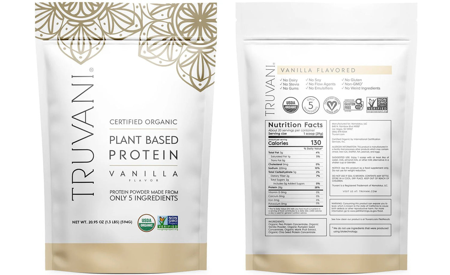 Truvani Plant Based Protein Powder – Vanilla - The Look and Co
