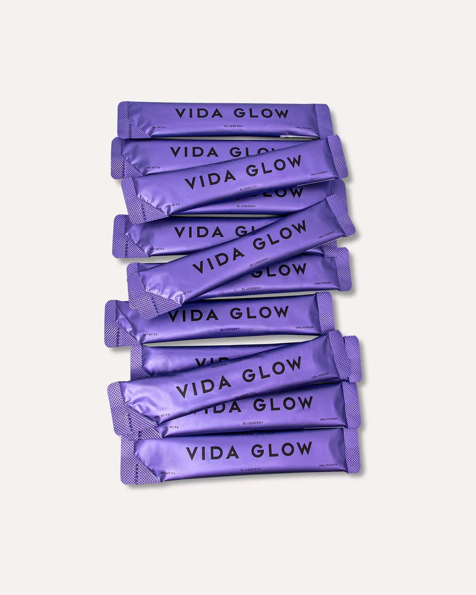 Vida Glow Natural Marine Collagen Sachets – Blueberry - The Look and Co