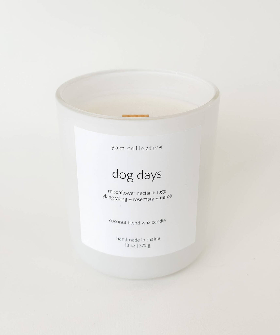 yam collective - Dog Days - 13 oz Moonflower + Sage Matte White Glass Candle - The Look and Co