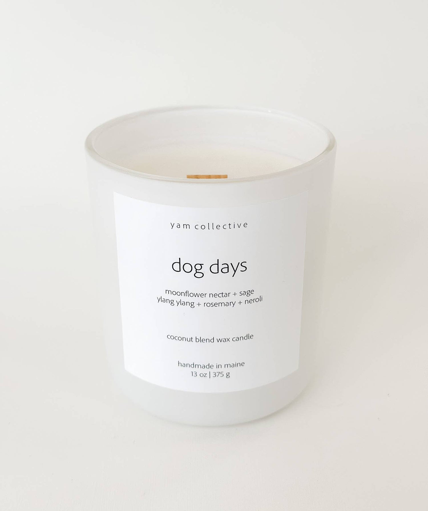 yam collective - Dog Days - 13 oz Moonflower + Sage Matte White Glass Candle - The Look and Co