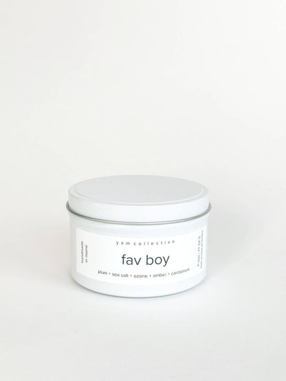 yam collective - Fav Boy - 5 oz Plum + Salty Air Cream Tin Candle - The Look and Co
