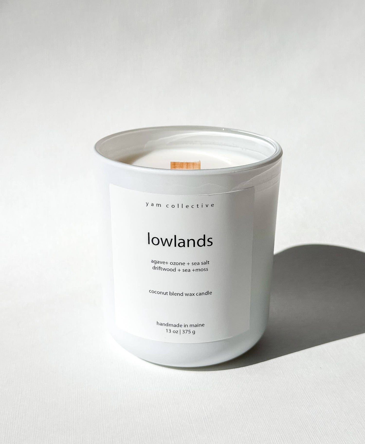 yam collective - Lowlands - 13 oz Agave + Driftwood Matte White Glass Candle - The Look and Co