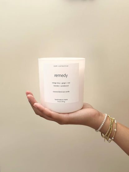 yam collective - Manifest - 13 oz Cactus Blossom Matte White Glass Candle - The Look and Co