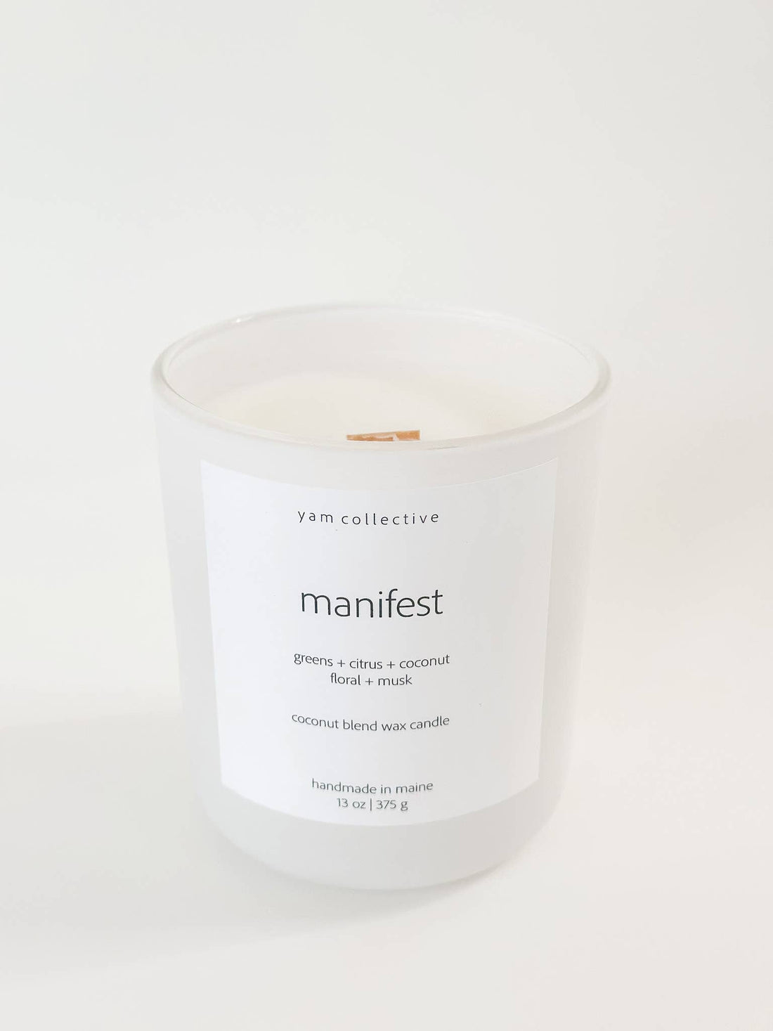 yam collective - Manifest - 13 oz Cactus Blossom Matte White Glass Candle - The Look and Co