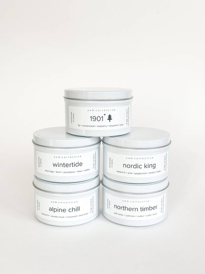 yam collective - Northern Timber - 5 oz Palo Santo + Birch Cream Tin Candle - The Look and Co