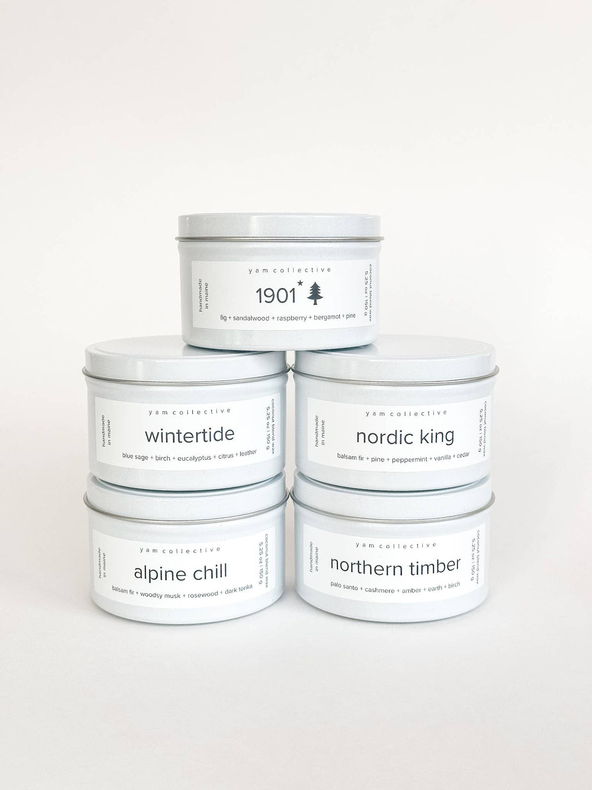 yam collective - Rain Dance - 5 oz Blue Lotus + Driftwood Cream Tin Candle - The Look and Co