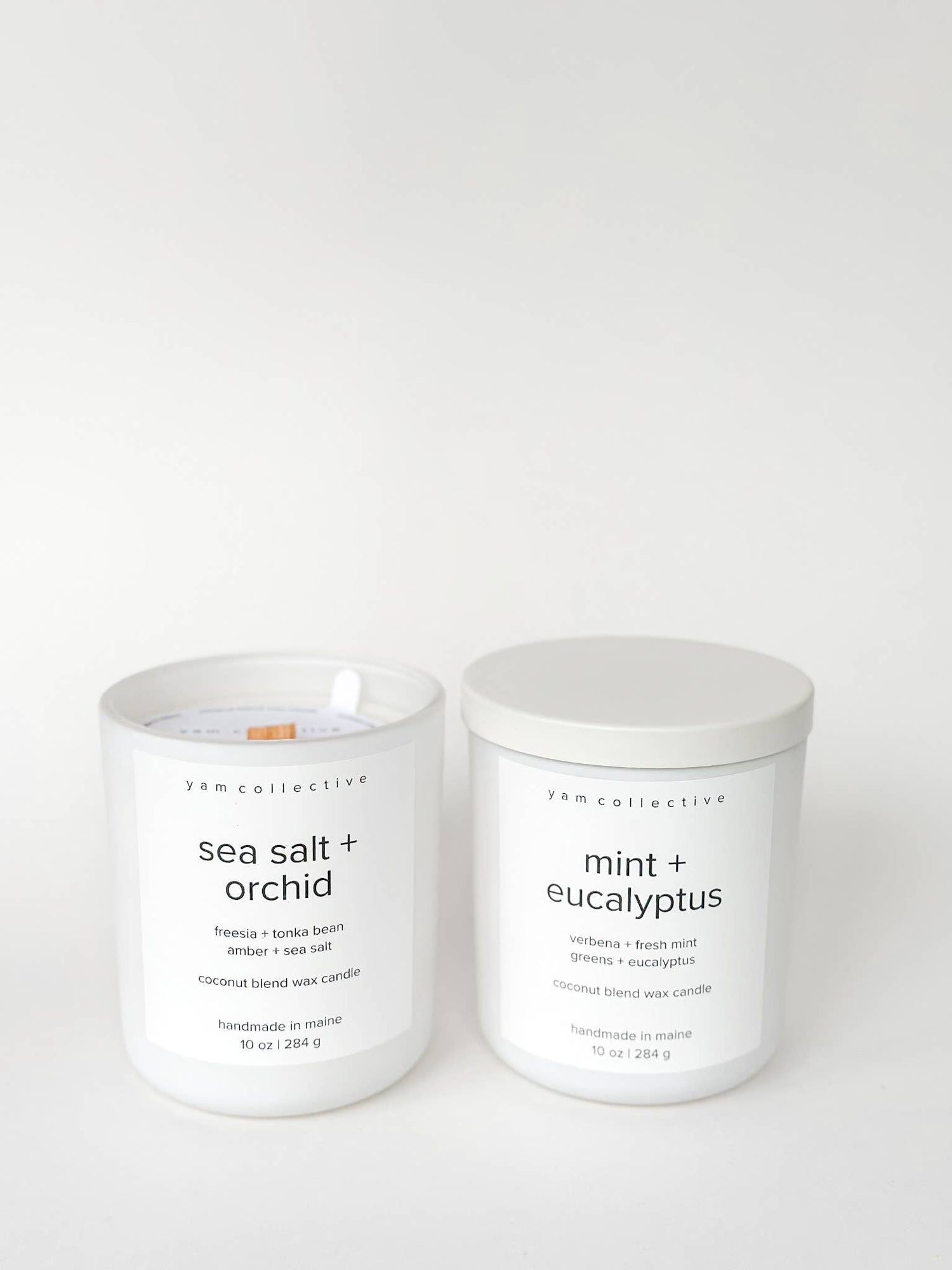 yam collective - Tide - 10 oz Cedar + Jasmine Matte White Glass Candle - The Look and Co