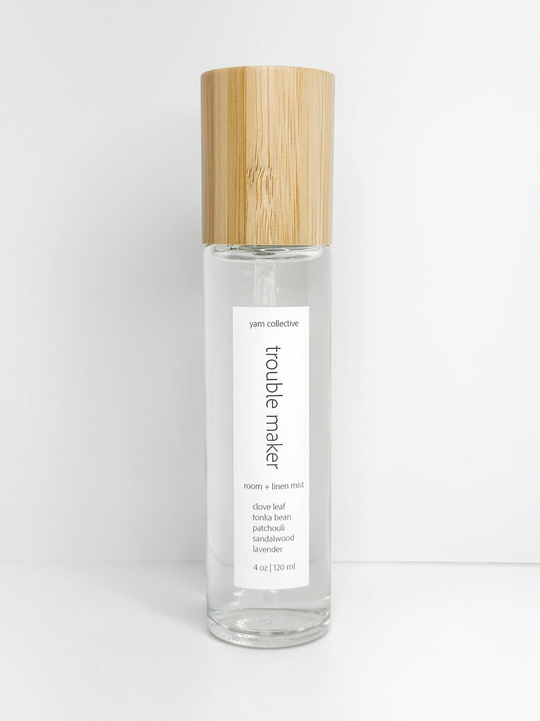 yam collective - Trouble Maker - 4 oz Patchouli + Palo Santo Room &amp; Linen Mist - The Look and Co