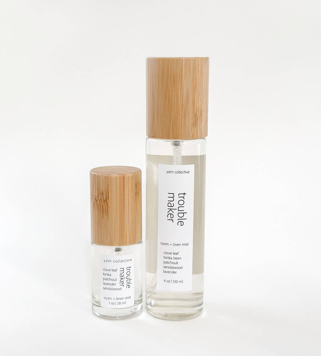yam collective - Trouble Maker - 4 oz Patchouli + Palo Santo Room &amp; Linen Mist - The Look and Co