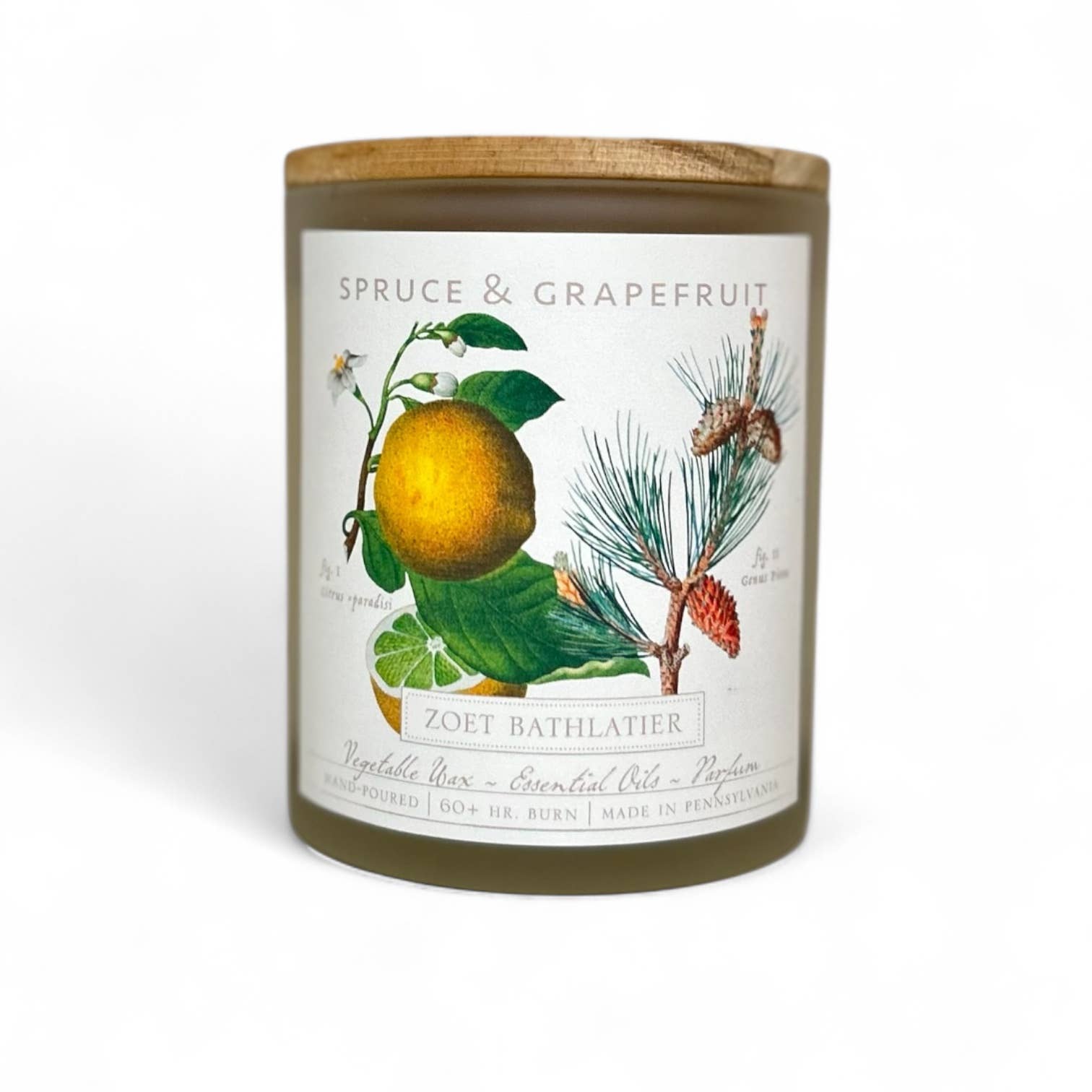 Zoet Bathlatier - Spruce &amp; Grapefruit / Botanical Candle Collection - The Look and Co